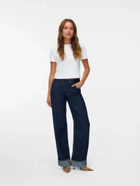 Snrancy Jeans mit mittlerer Leibhöhe und weitem Bein
