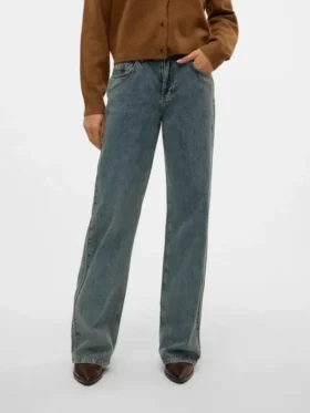 Snrancy Jeans mit mittlerer Taillenhöhe und weitem Bein