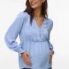 Top mit V-Ausschnitt und elastischen Bündchen in Regular-Fit