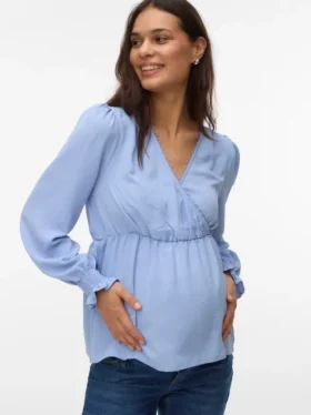 Top mit V-Ausschnitt und elastischen Bündchen in Regular-Fit