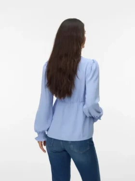 Top mit V-Ausschnitt und elastischen Bündchen in Regular-Fit