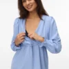 Top mit V-Ausschnitt und elastischen Bündchen in Regular-Fit