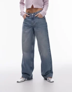 Topshop Jeans mit niedriger Taille und lockerer Passform