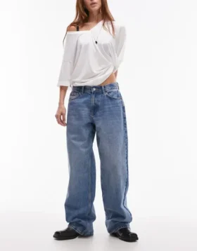 Topshop Jeans mit niedriger Taille und lockerer Passform