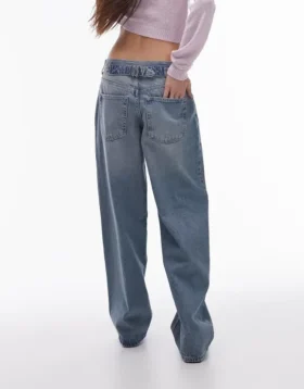 Topshop Jeans mit niedriger Taille und lockerer Passform