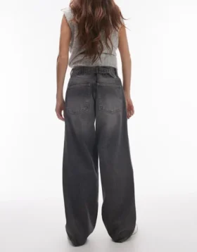 Topshop-Jeans mit tiefem Bund und weitem Bein