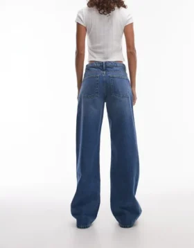 Topshop-Jeans mit tiefem Bund und weitem Bein