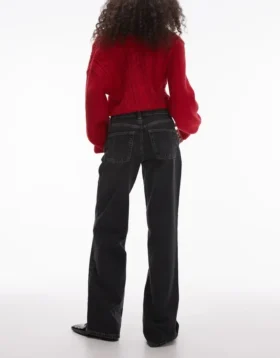 Topshop-Jeans mit tiefem Bund und weitem Bein