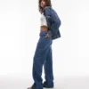 Topshop-Jeans mit tiefem Bund und weitem Bein