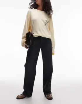 Tsember Jeans mit niedriger Leibhöhe und weitem Bein