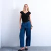 Tsmari Jeans mit hoher Leibhöhe und weitem Bein