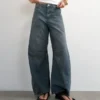 Tsvea High Rise Barrel Fit Jeans