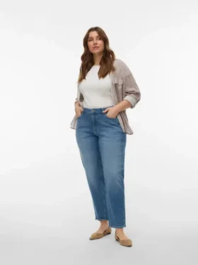 Vmctessa-Stretch-Jeans mit hoher Leibhöhe im Mom-Fit