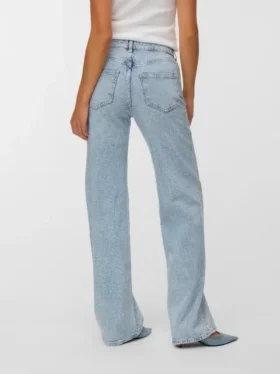 Vmtessa Jeans mit Strasssteinen, hoher Taille und weitem Bein