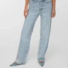 Vmtessa Jeans mit Strasssteinen, hoher Taille und weitem Bein