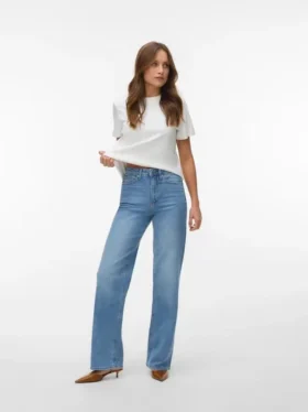 Vmtessa-Stretch-Jeans mit hoher Leibhöhe und weitem Bein