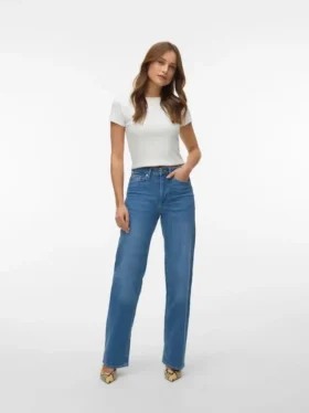 Vmtessa-Stretch-Jeans mit hoher Leibhöhe und weitem Bein