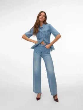 Vmvega Jeans mit hoher Leibhöhe und weitem Bein